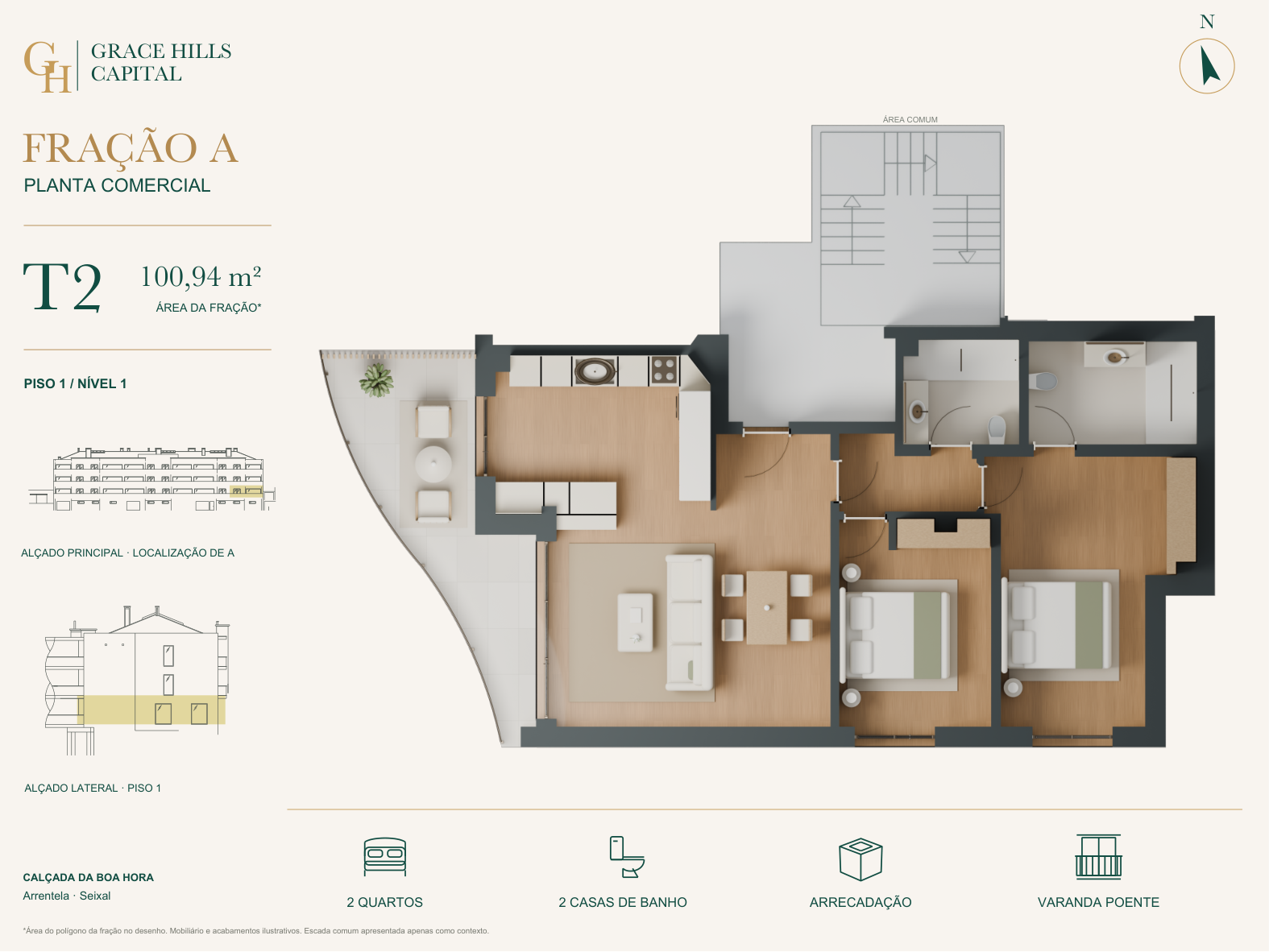 Planta comercial da fração A — VARANDAS · Baía do Seixal